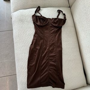 SKIMS Satin corset dress cocoa